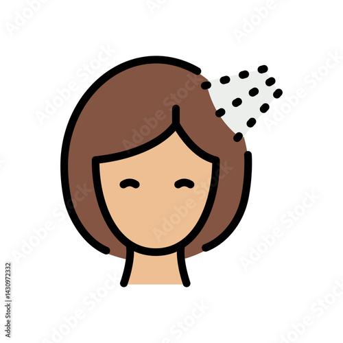 Woman getting her hair styled with hair spray, beauty treatment vector illustration, salon service, hair care, and personal grooming. Vector icon for web design isolated on white background.