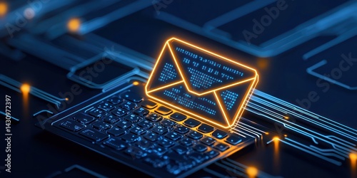 Digital Email Message on a Laptop Keyboard