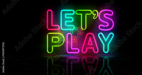Obraz na płótnie Let's play neon light 3d illustration w salonie