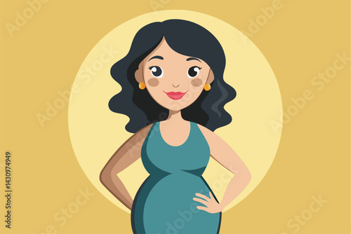 pregnant woman silhouette, side view, flowing hair, expectant mother