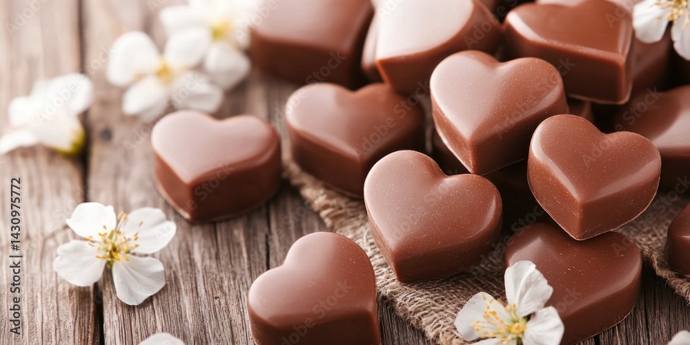 Fototapeta premium Delicious Chocolate Heart Candies Sweet Treats