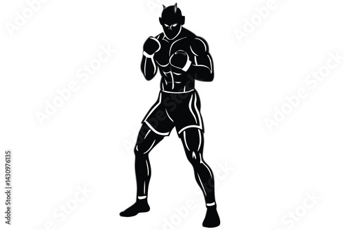 Boxing ring, muscular fighter, dramatic lighting, neon colors, retro style artwork, comic book aesthetic, powerful stance,