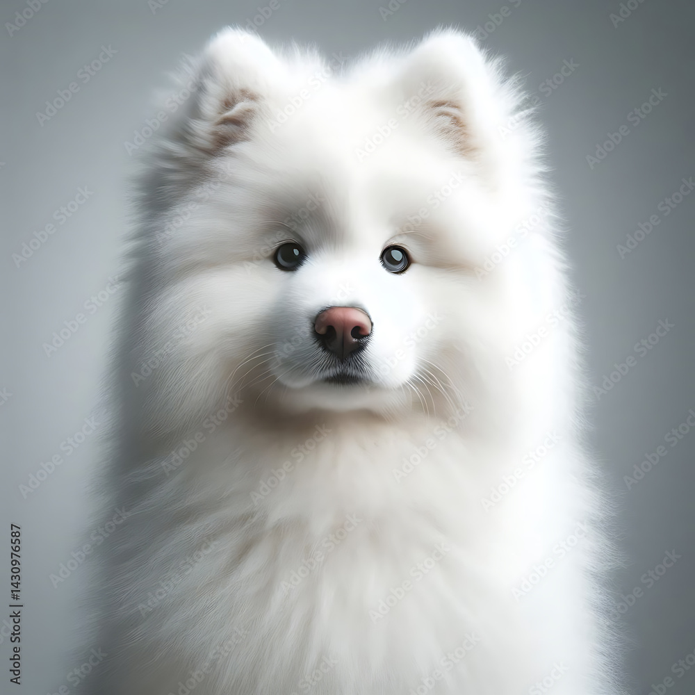 Obraz premium Fluffy Samoyed Puppy Portrait
