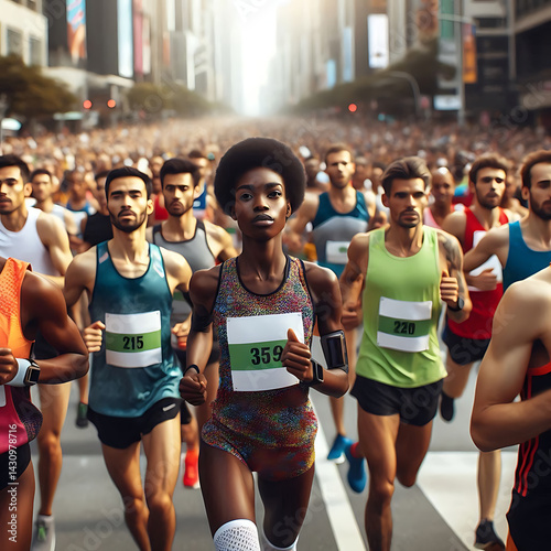 Marathon Runner in City Race