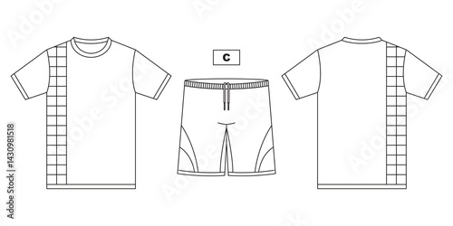 T-shirt jersey mockup outline apparel isolated sport background clothing template tee kit flat captain