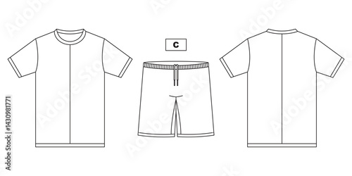 T-shirt jersey mockup outline apparel isolated sport background clothing template tee kit flat captain