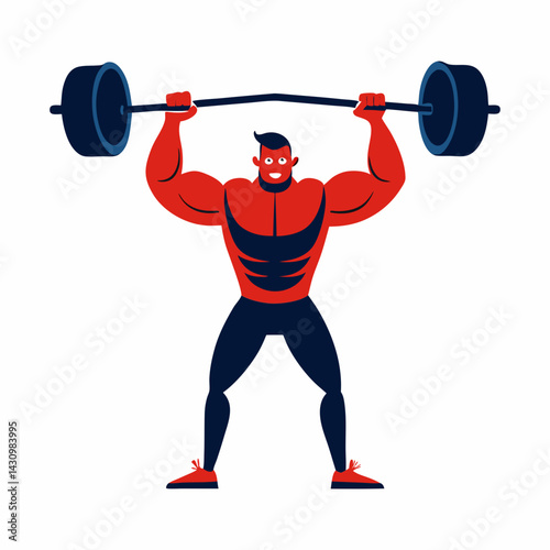 Vector art illustration of a man lifting a barbell overhead