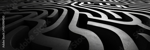 Obraz na płótnie Intricate Black and White Maze Illustration Featuring Elaborate Paths and Strong Contrast for Creative Exploration and Design Generative AI w salonie