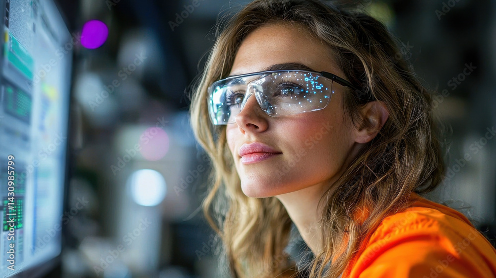 Factory worker utilizes smart glasses for real-time AI instructions in advanced manufacturing Factory worker utilizes smart glasses for real-time AI instructions in advanced manufacturing
