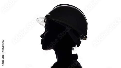 Silhouette of a Worker: A striking silhouette of a worker wearing a safety helmet, symbolizing industry, labor, and protection.