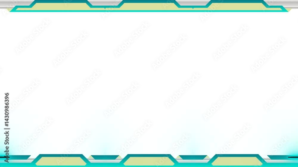 Long horizontal mechanical flashing dark green perpendicular lines frame on white background with space for your own content. Long horizontal mechanical flashing dark green perpendicular lines frame on white background with space for your own content.