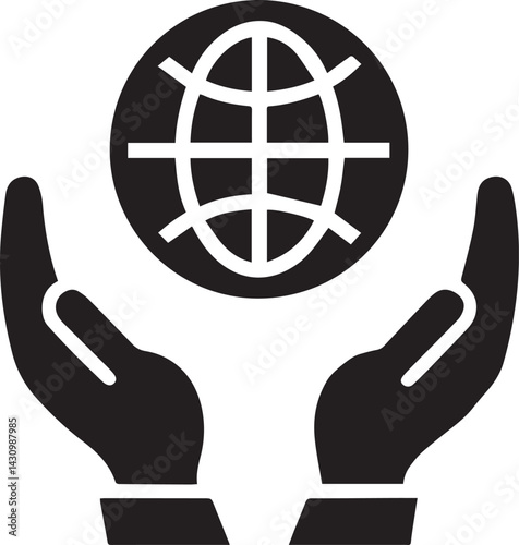 Global Care: Depicting two hands gently cradling a stylized world, this image evokes a sense of nurturing and protecting our planet. Ideal for themes of environmental conservation, global unity.