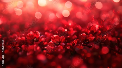 Red flowers bokeh background, romantic, Valentine's