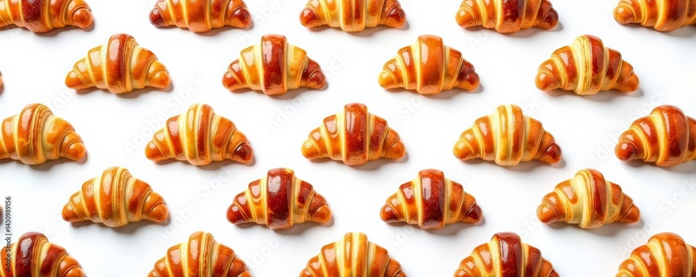 Seamless croissant pattern on white background for bakery decor, French, bakery, vector Seamless croissant pattern on white background for bakery decor, French, bakery, vector