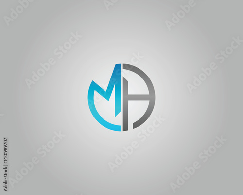 MH Initial Letter with Circular Logo Design Elegant Modern Vector Template.