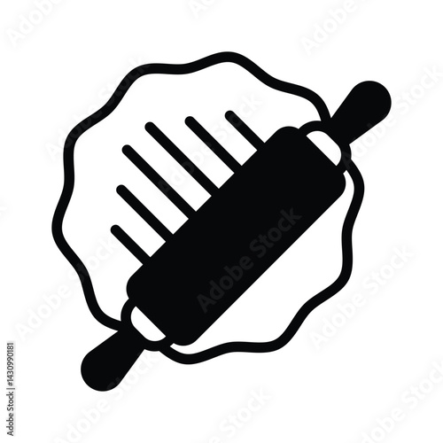Check out our premium glyph icon of rolling dough