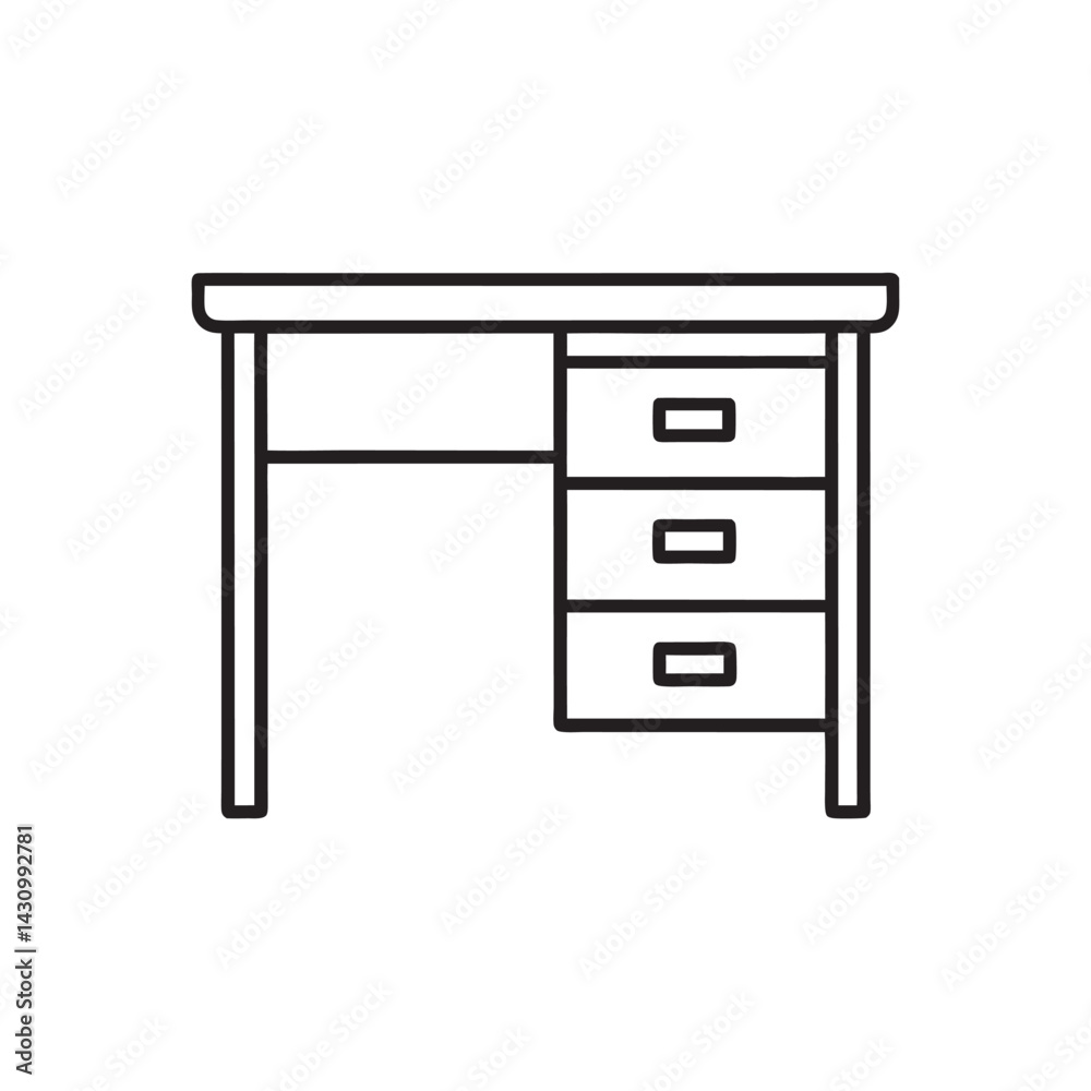 Office Desk with Drawers Icon Office Desk with Drawers Icon