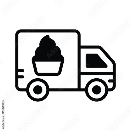 Catch a sight of this modern glyph icon of dessert delivery truck