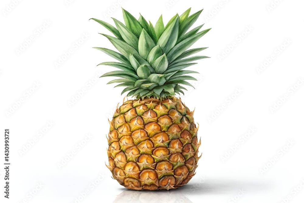 Hyper-Realistic Fresh Pineapple on White Background Hyper-Realistic Fresh Pineapple on White Background