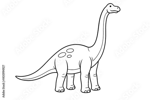 Tall Brachiosaurus Dinosaur Coloring Page - Giant Long Neck Sauropod Line Art
