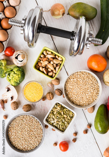 Healthy food and diet food for every day after sports.