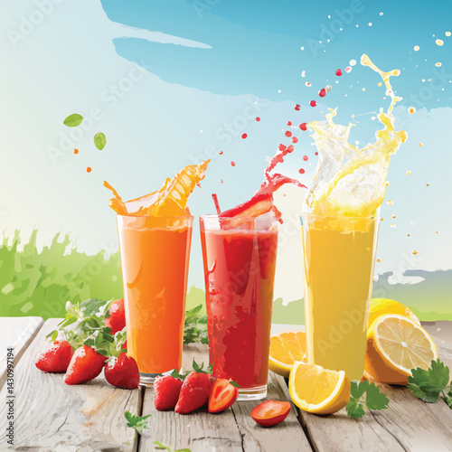 Nice Summer Juices Splashing