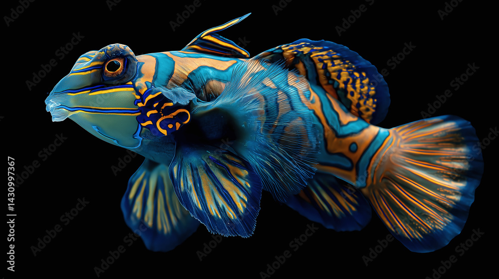 Fototapeta premium Mandarinfish on Black Background