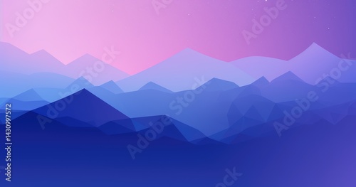 abstract background with various shapes and gradient colors on a purple background, vector illustration, flat design, simple lines