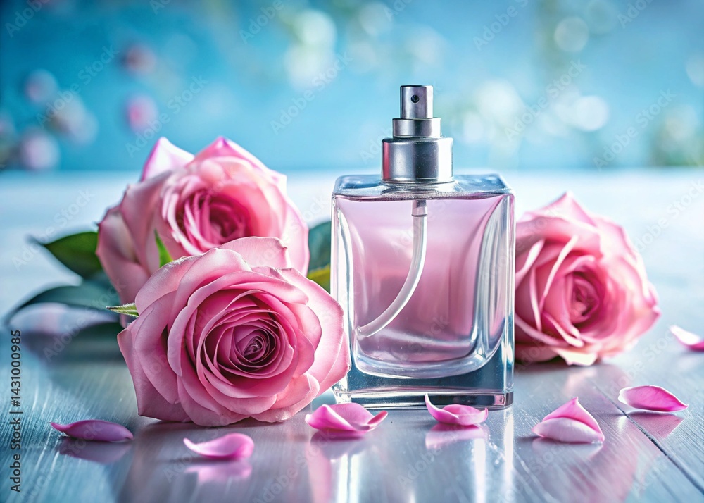 Perfume Bottle on Reflective Surface generative ai Perfume Bottle on Reflective Surface generative ai