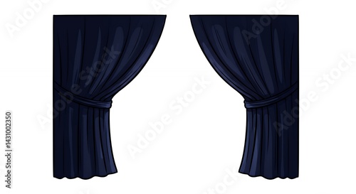 Dark navy blue curtains pair interior design