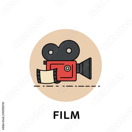 Film camera vector design with red and black colors for video recording illustration 