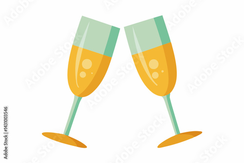 champagne glasses vectoe on white background