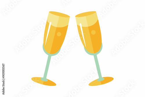 champagne glasses vectoe on white background