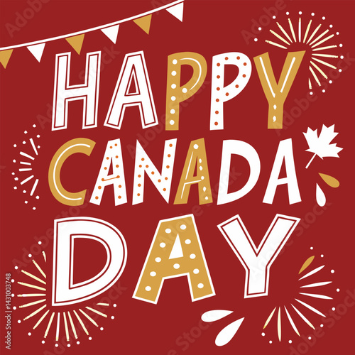 Printcanada, patriotism, july, illustration, maple leaf, red, vector, canada day, horizontal, text