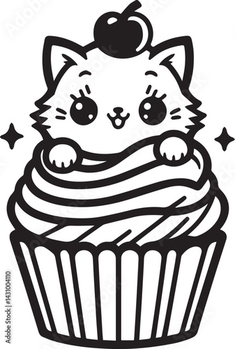 Cute Kitten in Cupcake SVG