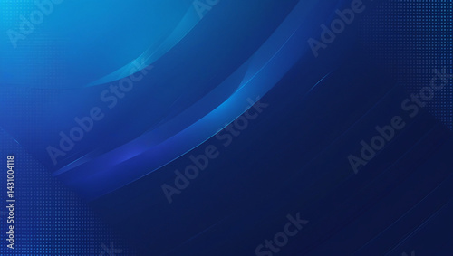 Abstract dark blue gradient background with geometric shapes and halftone pattern