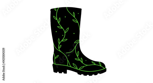 Not bad ikon. Author's concept. Decorative rain boot silhouette with floral design