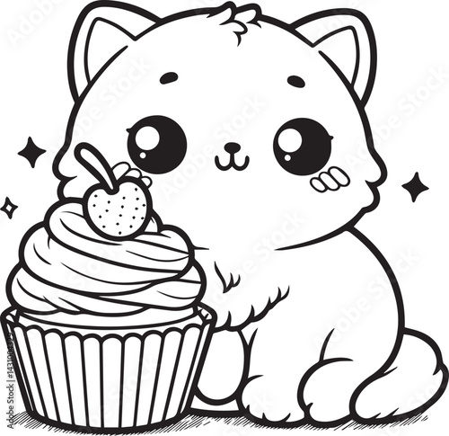 Cute Kitten in Cupcake SVG