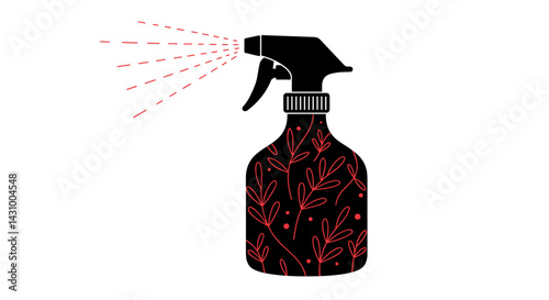 Not bad ikon. Author's concept. Spray bottle with floral design spraying mist
