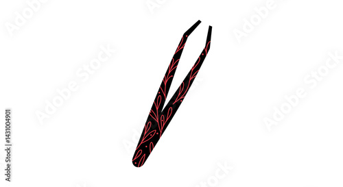 Not bad ikon. Author's concept. Tweezers with decorative design on white background