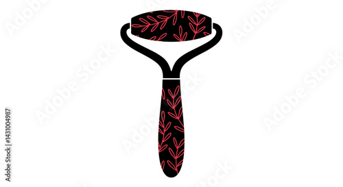 Not bad ikon. Author's concept. Beauty roller with floral design on black background