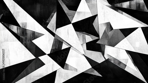 Dynamic Exploration of Geometric Shapes in Abstract Cubism Featuring Black and White Contrasts for Modern Art Enthusiasts Generative AI