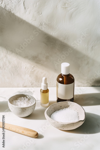 Skin care organic cosmetics. Beauty concept for face and body care. Copy space