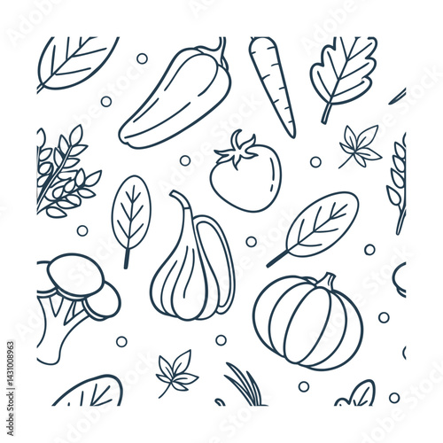 repeating line art vegetables pattern Fashion, Textiles, Home Decor, packaging Design, Graphic Web Design, Stationery Prints, Art Craft, Interior Design, Accessories  Lifestyle Products