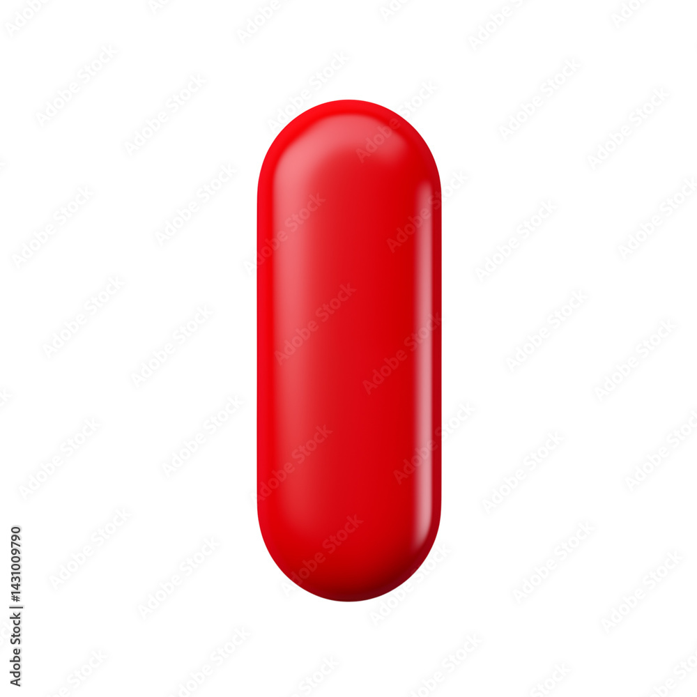 A single red capsule standing vertically with rounded edges isolated against a transparent background space png A single red capsule standing vertically with rounded edges isolated against a transparent background space png
