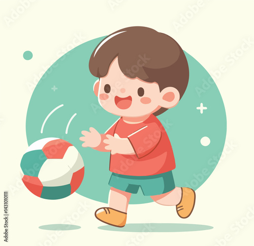 vector image of a child playing ball