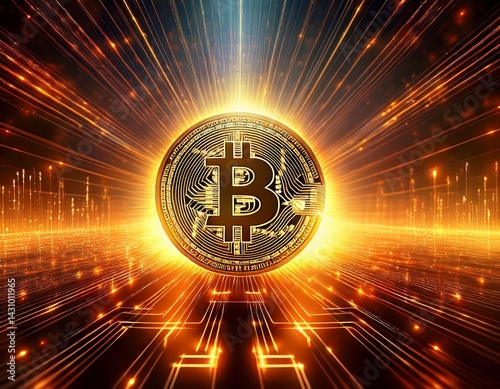 Symbolische Darstellung von Bitcoin als digitale Zukunft photo