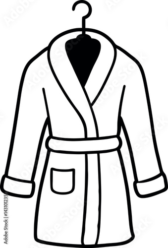 Fluffy Bathrobe Hanging on Hook Vector Illustration for Graphic Designs