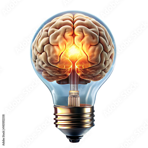 Obraz na płótnie Human Brain Inside Light Bulb: Idea, Innovation, and Intelligence Concept w salonie