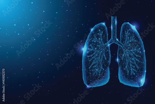 Futuristic Digital Lungs with Neural Network Connections on Space Background